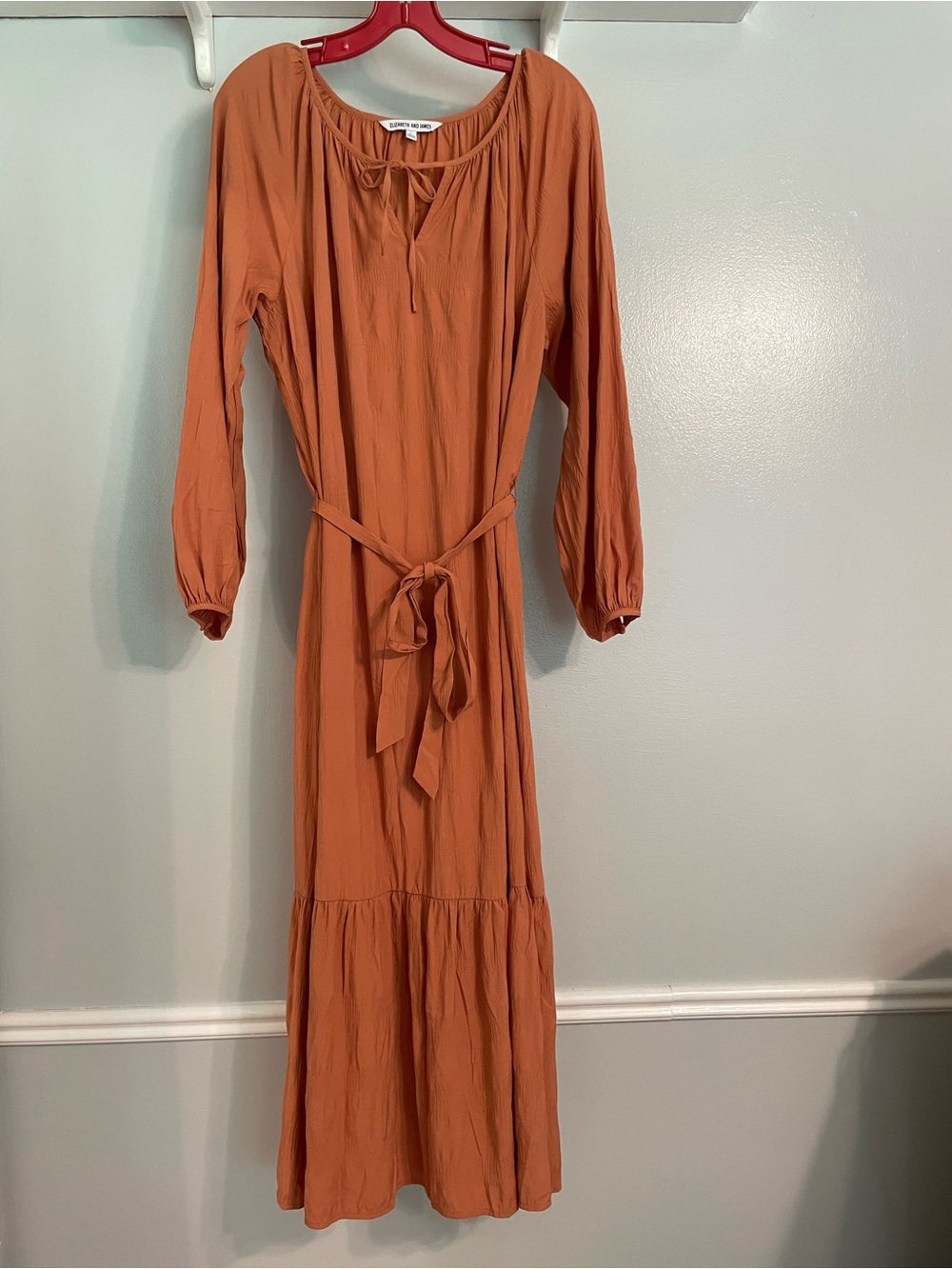 Elizabeth and James Rust Orange Tiered Maxi Dress Size L